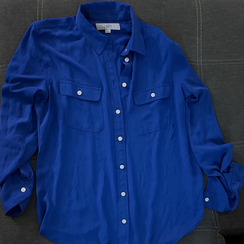 Blue button down blouse from LOFT